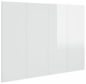magasfényű fehér szerelt fa ágyfejtámla 120 x 1,5 x 80 cm