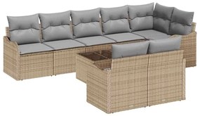 vidaXL Kerti Kanapé Szett 9 pcs Bézs polirattan
