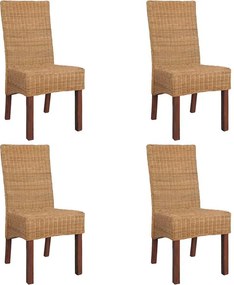 vidaXL 4 db barna természetes rattan étkezőszék