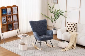 Hintaszék, relaxációs szék kordbársony kárpitozással, sötét szürke