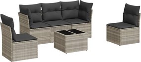 vidaXL 6 részes világosszürke polyrattan kerti ülőgarnitúra párnákkal