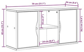 ODDA tömörfa fenyőfa TV szekrény fehér 79x24x40 cm