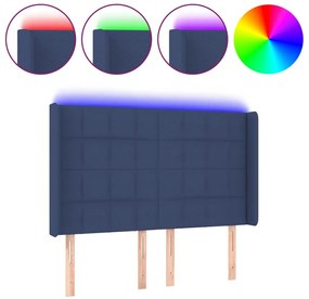 kék szövet LED-es fejtámla 147x16x118/128 cm
