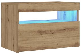 Éjjeli szekrény LED lámpákkal kézműves tölgy 60x35x40 cm