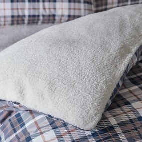 Kék-bézs kétszemélyes sherpa ágyneműhuzat 200x200 cm Cosy Sherpa Check – Catherine Lansfield