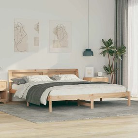 Ágykeret Barna 200 x 200 cm Tömör fenyőfa és Tömör fenyőfa