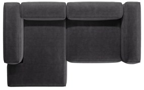 Sötétszürke kordbársony sarokkanapé (bal oldali-heverő résszel) Bergano – Cosmopolitan Design