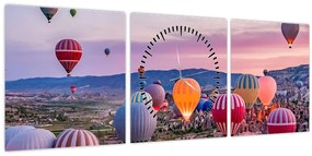 Kép - Hőlégballonok (órával) (90x30 cm)