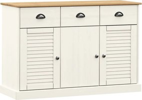 vidaXL VIGO fehér tömör fenyőfa fiókos tálalószekrény 113x40x75 cm