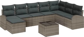 vidaXL Kerti Kanapé Szett párnával 9 pcs Szürke Poli rattan