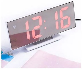 Tükör Kijelzős Digitális Ébresztő Óra Asztali Hőmérő Fekete Keret