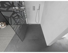 Mexen Kioto, Walk-In zuhany paraván 140 x 200 cm, 8 mm átlátszó üveg fehér mintás, csiszolt acél profil, 800-140-101-97-85