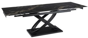 Fekete Márványhatású Bővíthető Kermámia Asztal. IBIZA 160-240 cm