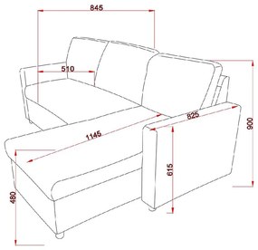 Catini KIMBERLAND kihúzható sarok ülőgarnitúra tárolóhellyel