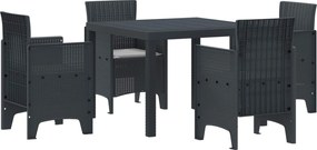 vidaXL Kert étkező szett 5 pcs Antracit Polipropilén