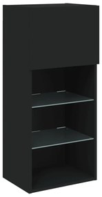fekete TV-szekrény LED-világítással 40,5x30x90 cm