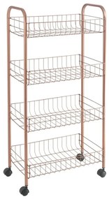 Rézszínű fém gurulós polcos állvány 41x84 cm Ascona – Metaltex