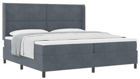 Boxspring ágy matraccal Sötét szürke 200x200 cm Bársonyos