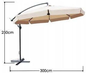 Összecsukható kerti napernyő - krém színű 350 cm