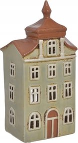 Menta kerámia házikó lampion gyertyatartó