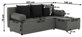 Sarokkanapé Mexx (szürke + fekete). 808325