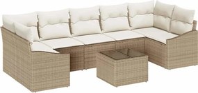 vidaXL Kanapé Szett párnával tárolóval 8 pcs Beige és krém polirattan