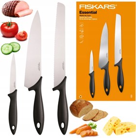 3 Db-os Éles Fiskars Késkészlet Elegáns Dobozban, Robusztus, Erős, Jó Minőségű