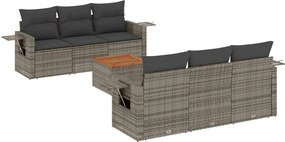 vidaXL 7 részes szürke polyrattan kerti ülőgarnitúra párnákkal