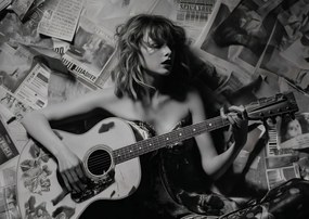 Poszter 59,4x42cm Fiatal gitárosnő