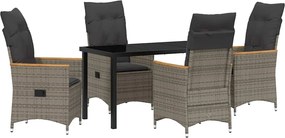vidaXL Kert étkező szett párnával 5 pcs Szürke polirattan