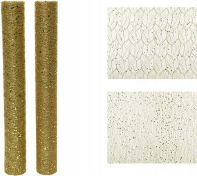 Futó asztalterítő arany csillámos flitterekkel áttetsző dekoratív 200cm