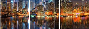 Manhattan képe éjjel (órával) (90x30 cm)