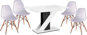 Maasix WGBS Magasfényű Fehér-Fekete 4 személyes étkezőszett Fehér Didier székekkel N