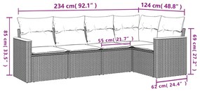 5 részes bézs polyrattan kerti ülőgarnitúra párnákkal