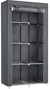 Összecsukható szövet ruhásszekrény, mobil gardrób, 88x45x 70 cm, szürke
