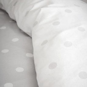 Fehér-szürke egyszemélyes flanel ágyneműhuzat 135x200 cm Polka Dot – Catherine Lansfield