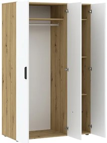 BASIC TWO Ruhásszekrény Tölgy/Fehér Színben 110 cm 3D