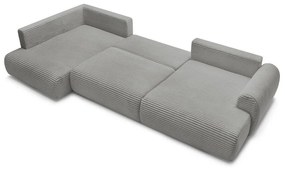 Sötétszürke kordbársony kinyitható sarokkanapé (jobb oldali-U alakú) Lucien – Bobochic Paris