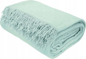 Pamut-akril takaró 150x200 világos türkiz rojtokkal