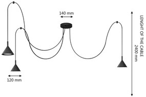Csillár zsinóron ETNA LONG 3xGX53/10W/230V pók fekete