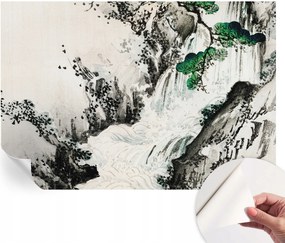 Öntapadós tapéta Fali furnér 3D hatás Természet vízesés 152x104 cm