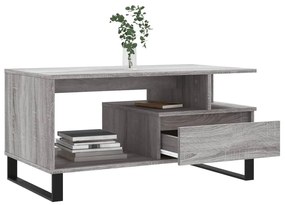Szürke sonoma szerelt fa dohányzóasztal 90x49x45 cm
