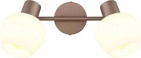 Globo 54662-2 Fali lámpa, fém matt kávébarna, krómozott fém, fehér üveg, forgatható/dönthető, HxSzxM: 300x125x175mm, 2x E27 40W 230V izzók nélkül