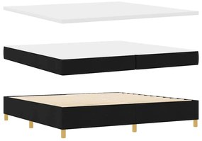 Box Spring ágy matracmal fejtámlával Fekete 200 x 200 cm szövet