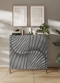 SNAKE kétajtós komód, antracitszürke testtel és antracitszürke, díszített mintázatú előlapokkal