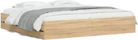 vidaXL sonoma tölgy színű szerelt fa ágykeret fiókokkal 160 x 200 cm