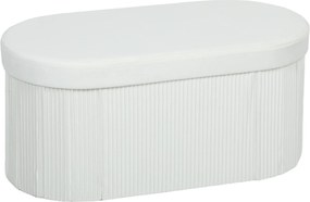 HOMCOM összecsukható tárolós pad 76 x 38 x 35 cm – bársonyhatású párnázott ülőke, tároló puff nappaliba, előszobába, hálóba, krémszínű | Aosom