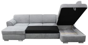 SERPA U-alakú, kihúzható, jobb oldali sarokgarnitúra tárolóval, szürke