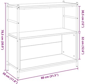 Könyvespolc Füstölt Tölgy 80x30x78,5 cm Műszaki Fa