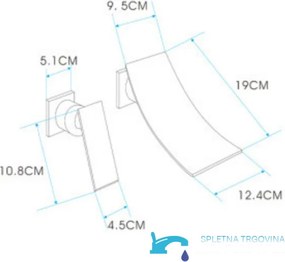 Fali EYN SU3875 mosdócsaptelep LED-világítással és vízeséses kifolyóval, króm felülettel
